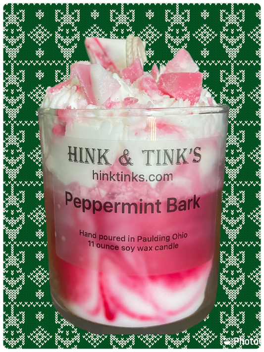 10 ounce Peppermint Bark soy wax candle