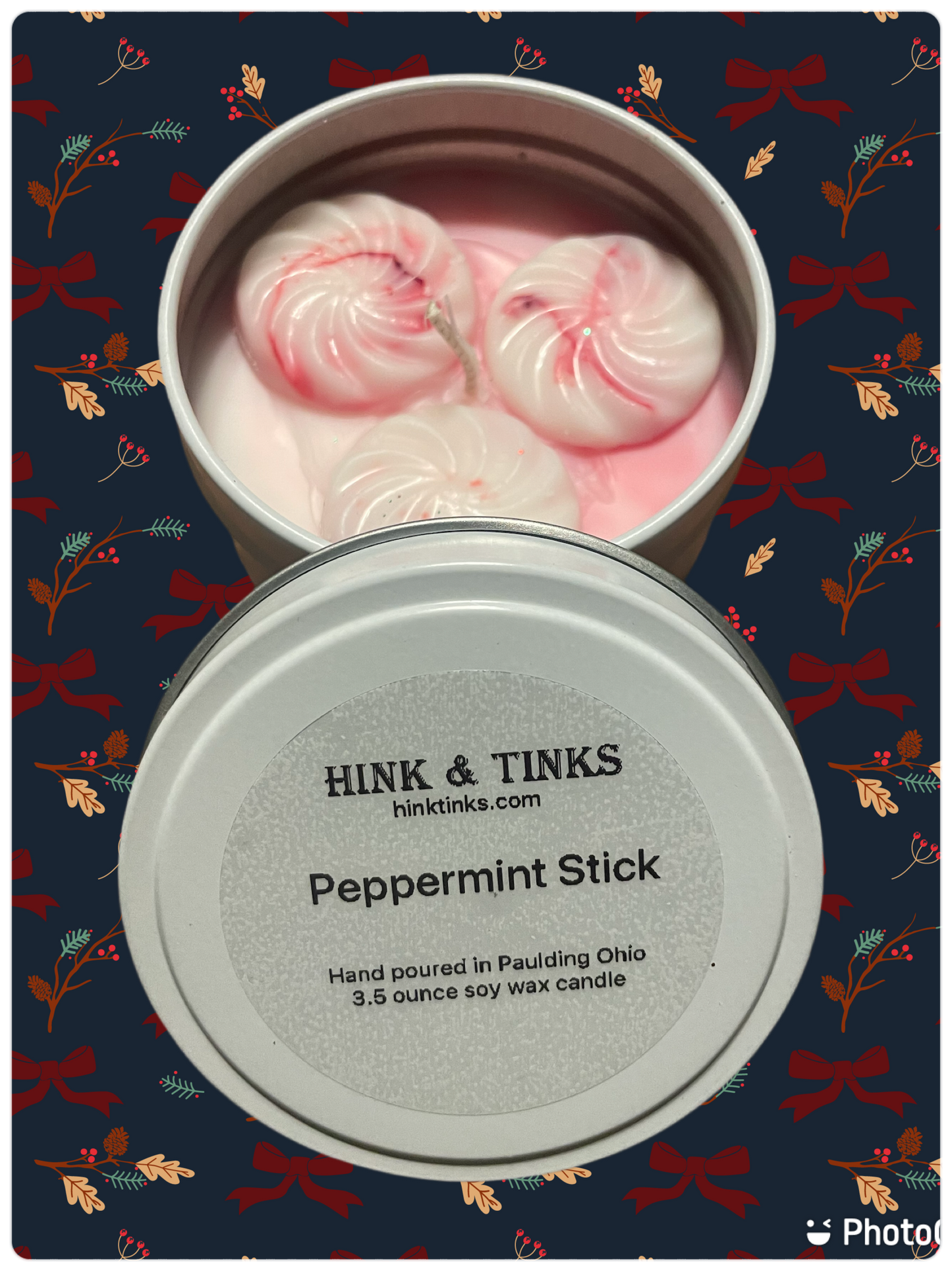 3.5 ounce Peppermint Stick soy wax candle