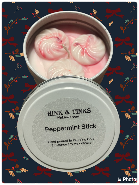 3.5 ounce Peppermint Stick soy wax candle